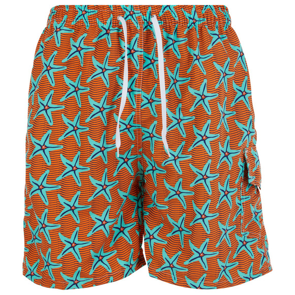 Mens Swimming Trunks, Beach Shorts, Vacation Swim Suit Cargo Pocket, Starfish - Picture 1 of 6